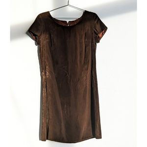 Brown Velvet Short Sleeve Mini Dress Vintage